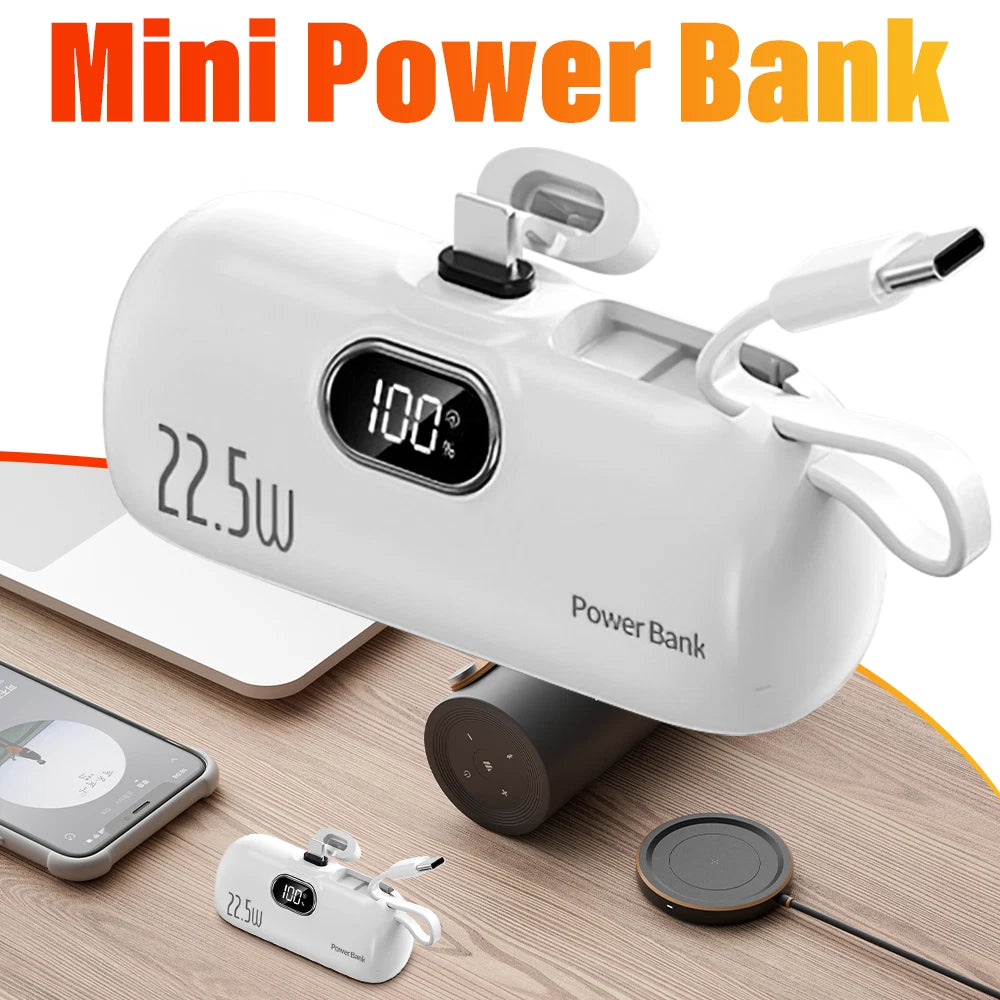 8000mAh Mini Power Bank Portable Fast Charger External Battery For iPhone Type-C