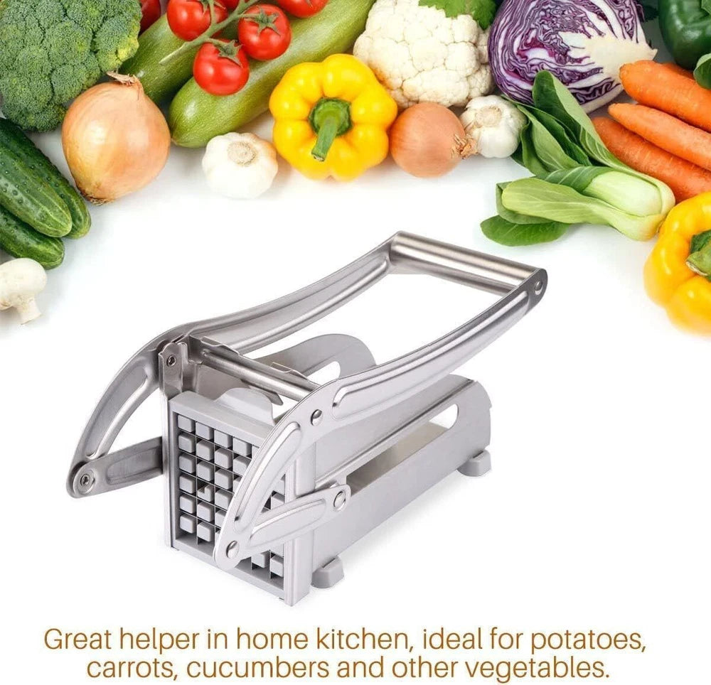 Potato Chipper Chip Chopper Cutter Slicer Maker & 2 Steel Edges French Fries UK