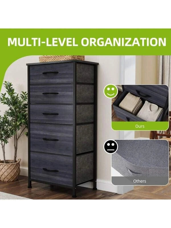 Chest of Drawers Bedroom Furniture Storage Bedside Cabinet 5 Fabric Drawer