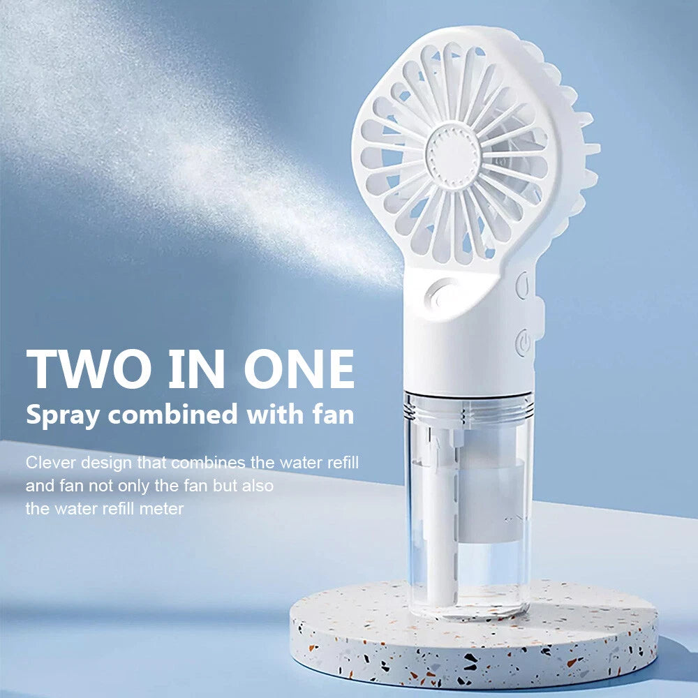 Portable Humidifier Fan Mini Handheld Cooling Mist Cooler Water Spray Travel NEW
