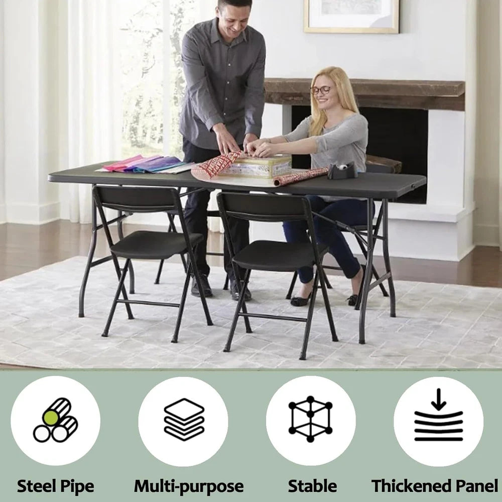 4ft/6ft Trestle Folding Table Indoor Outdoor Garden Plastic Picnic BBQ Catering