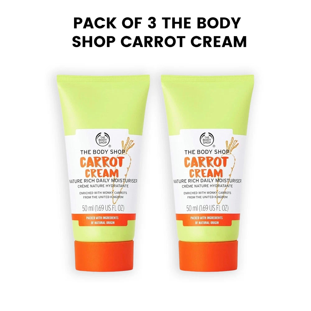 2 x THE BODY SHOP Carrot Cream 50ml Nature Rich Daily Body Moisturizer Skin Care