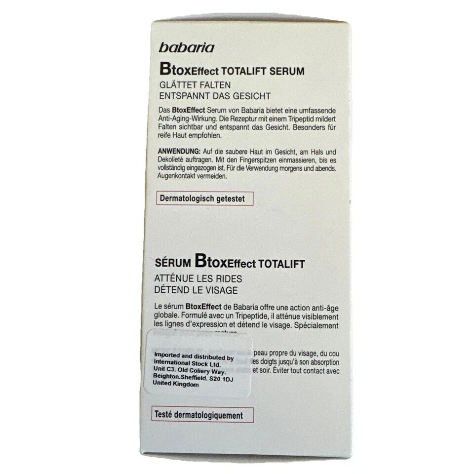 2 x Babaria BOTOX effect SERUM Total Lift 30ML brand new sealed box free post