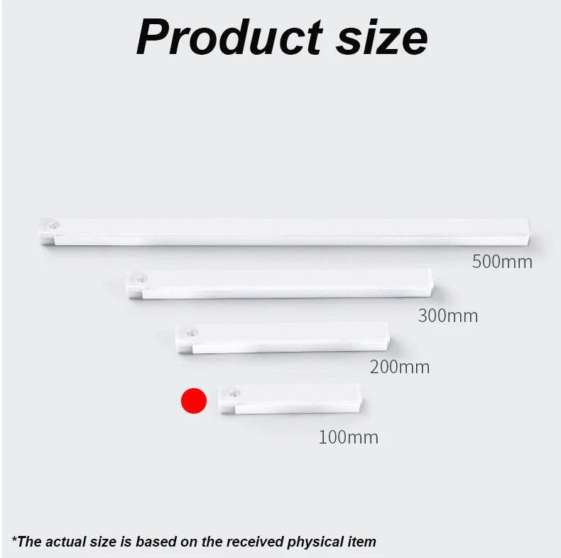 LED PIR Motion Sensor Strip Light Rechargeable Magnetic Cabinet Closet Lamp