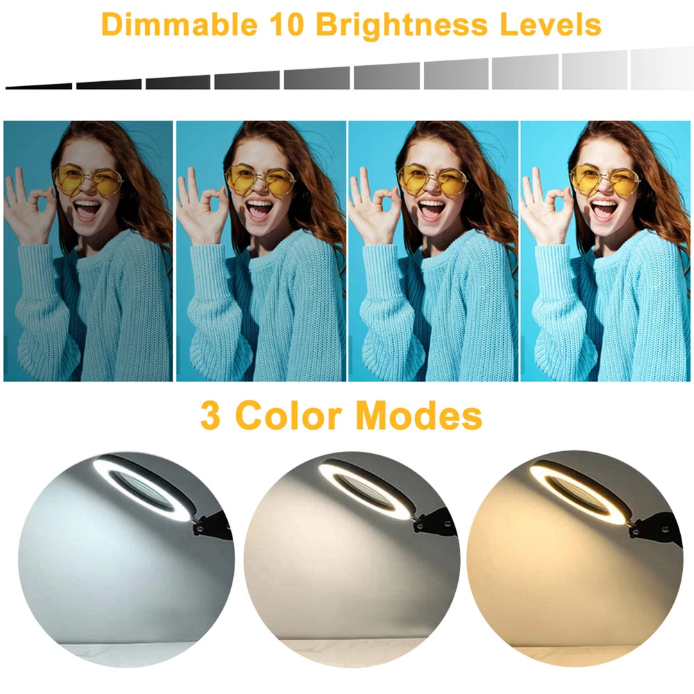 Tomshine Flexible Clamp-on Table Light with 8x Magnifier Swing Arm Dimmable UK