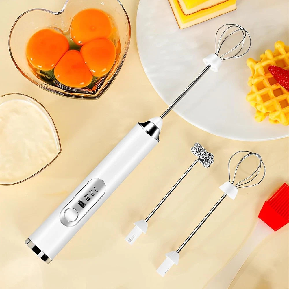 USB Rechargeable Milk Coffee Frother Whisk Egg Beater Handheld Frappe Mixer New