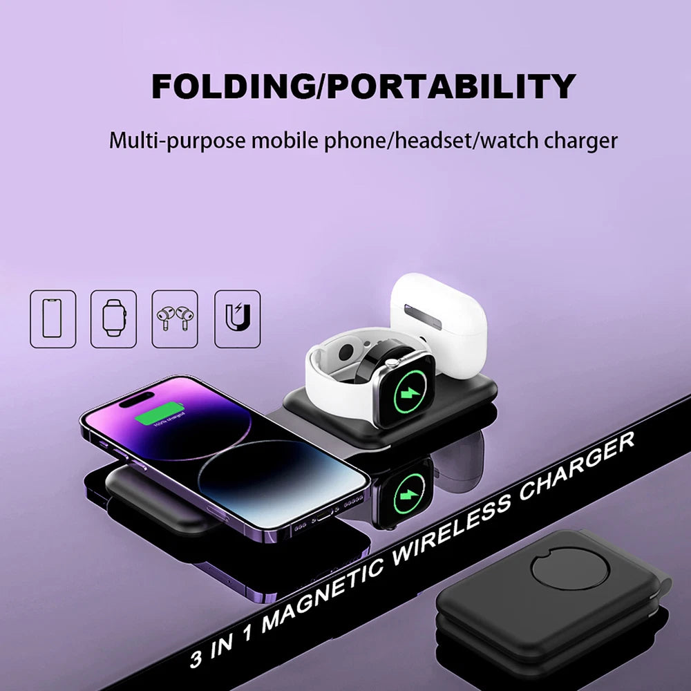 3in1 Wireless Charger Dock Charging Station For Apple Watch iPhone 16 15 14 13 X