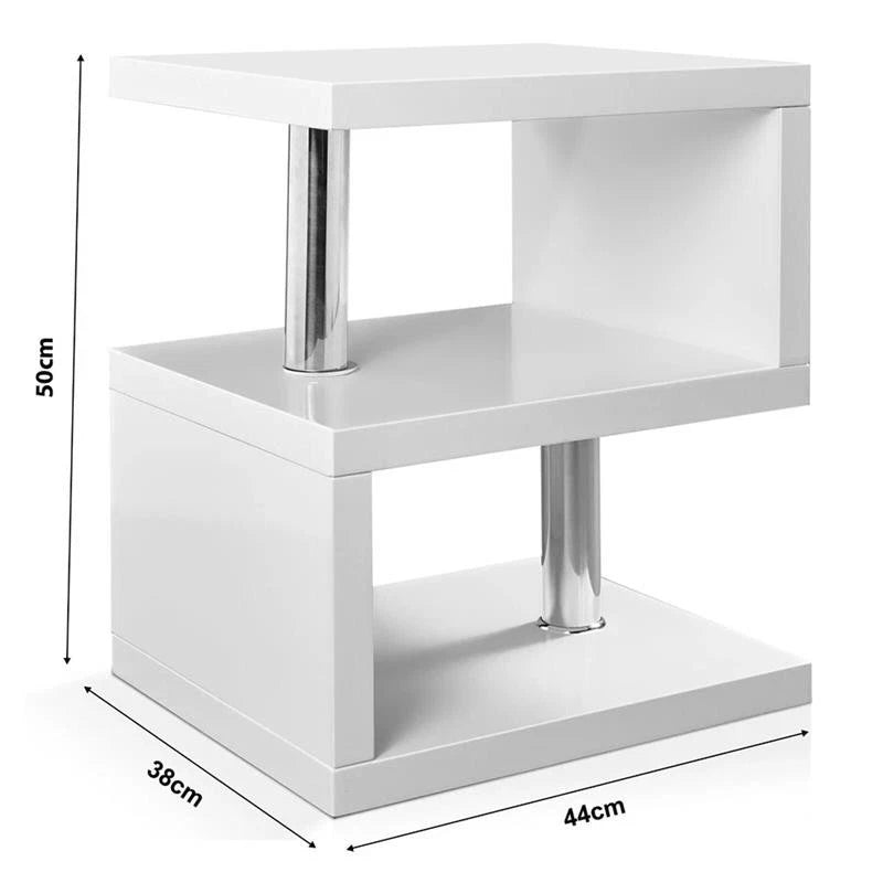 Small Side Table With Storage LED High Gloss Sofa End Coffee Table Living Room