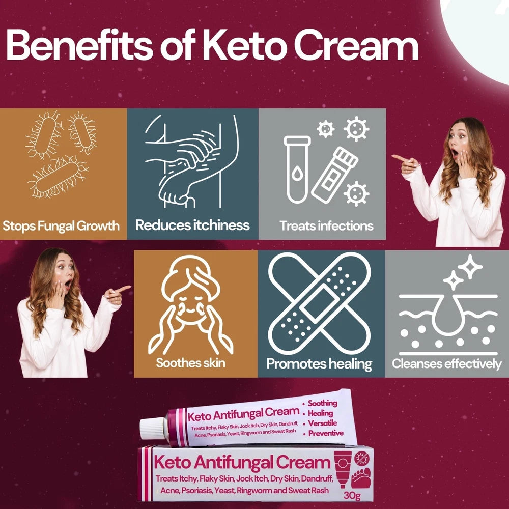 Antifungal Cream Relief from Jock Itch, Athletes Foot, Psoriasis, Ringworm, Acne