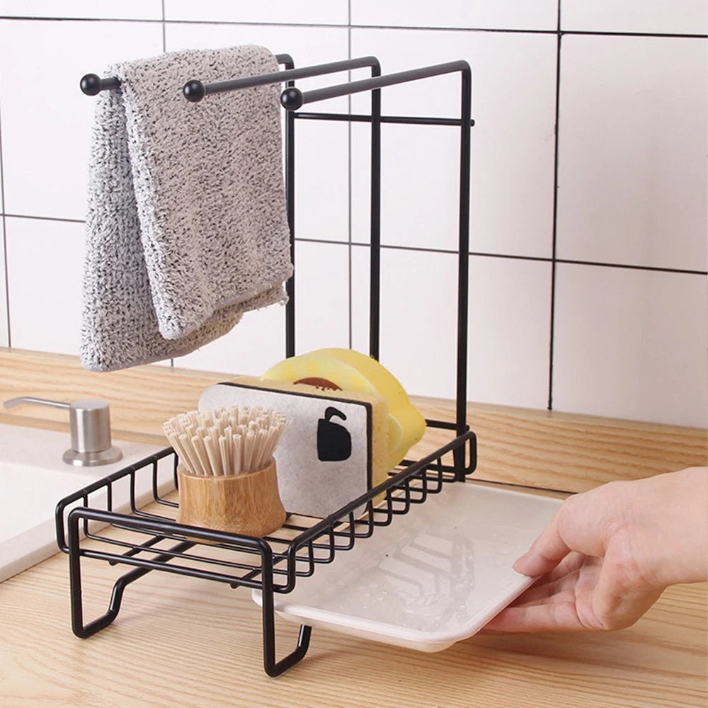2 TIER KITCHEN SINK DISH DRAINER RACK WITH DRIP TRAY CUTLERY HOLDER PLATE RACK