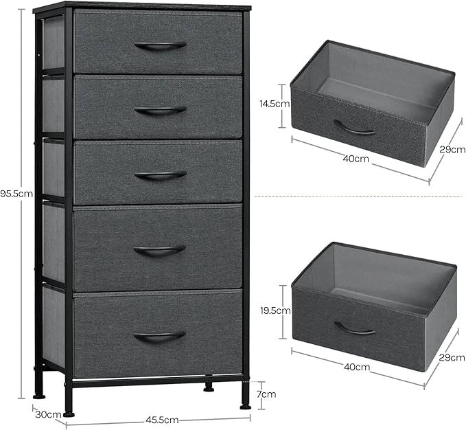 Chest of Drawers Bedroom Furniture Storage Bedside Cabinet 5 Drawers 6 Colours