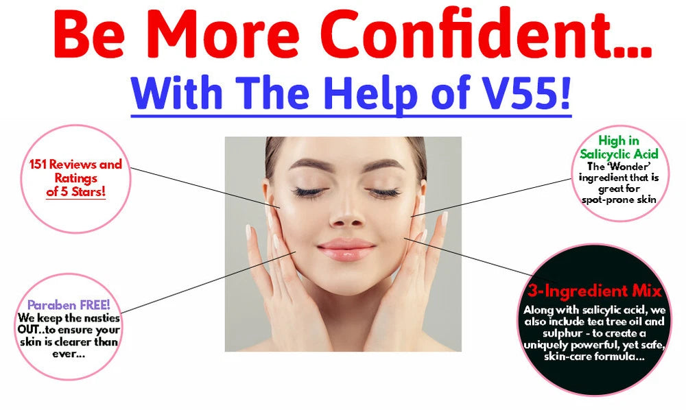 V55 Salicylic Acid Cream Spot Treatment Blackheads Blemishes Problem Skin Spots