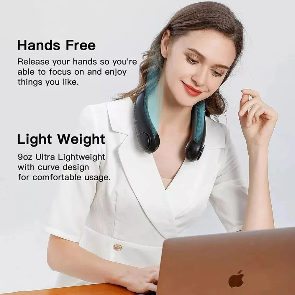 Portable Neck Mini Fan Lazy Neck Hanging USB Rechargeable Air Cooler Fan UK