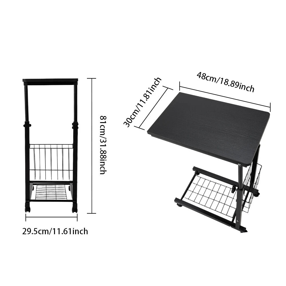 C-Shaped Movable Table Sofa Tea Desk Over Bed Side Tables Laptop Stand Workbench