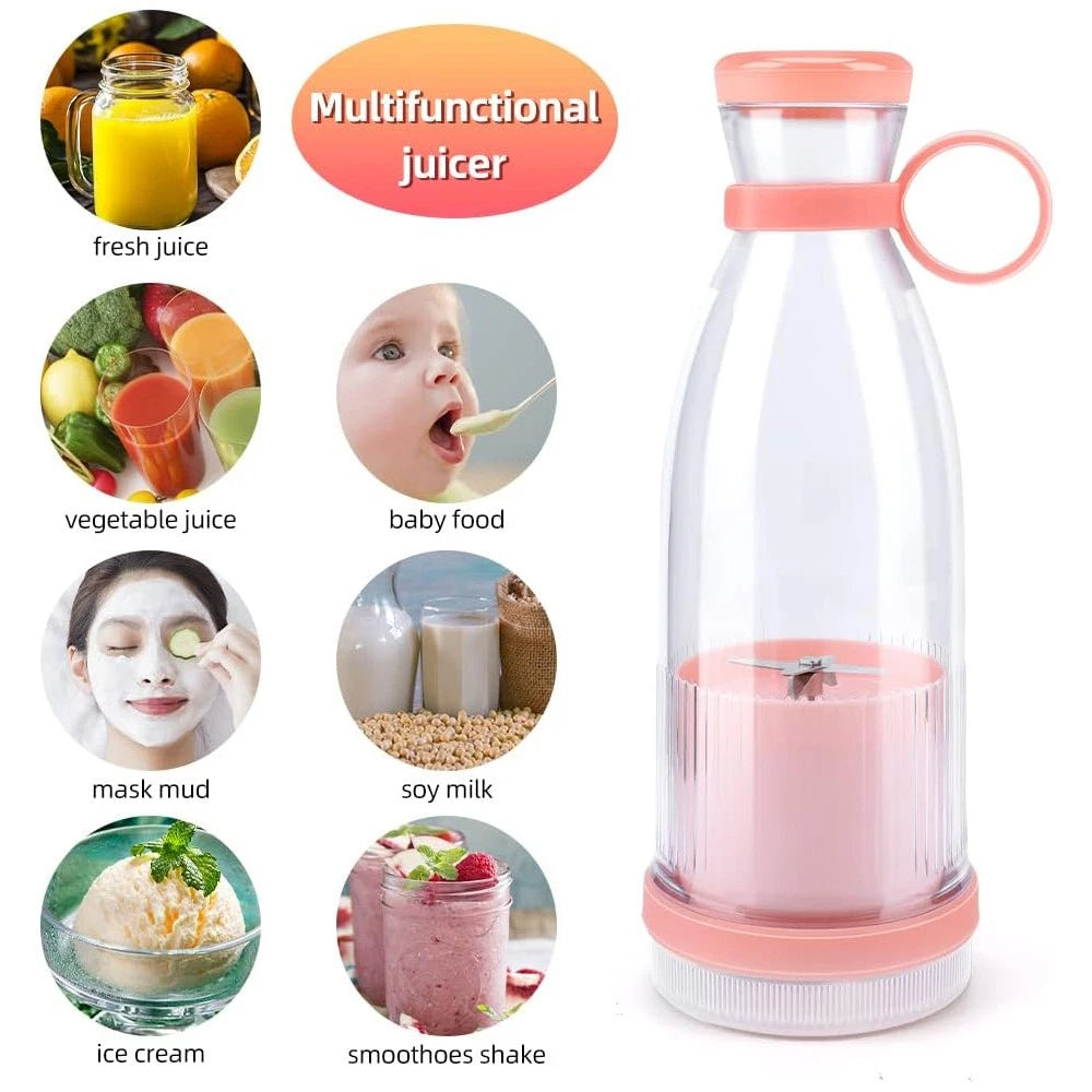 Portable Blender Bottle USB Rechargeable Mini Electric Travel Juicer Fruit Mixer