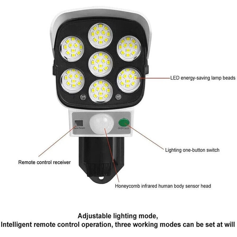 2X 77LED Solar PIR Motion Sensor Wall Light Outdoor Street Garden Security Lamp