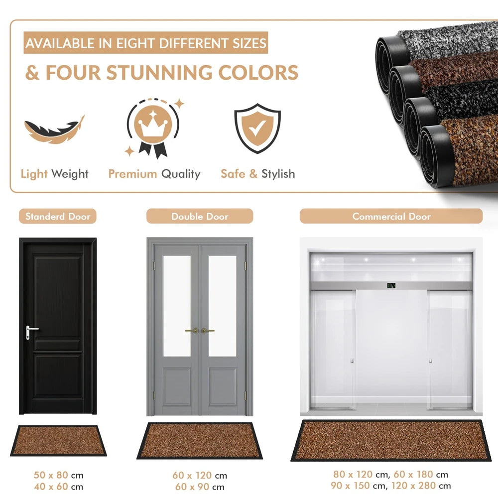 Barrier Mat Entrance Door Mat Heavy Duty Non Slip Dirt Trapper Rubber Back Rugs