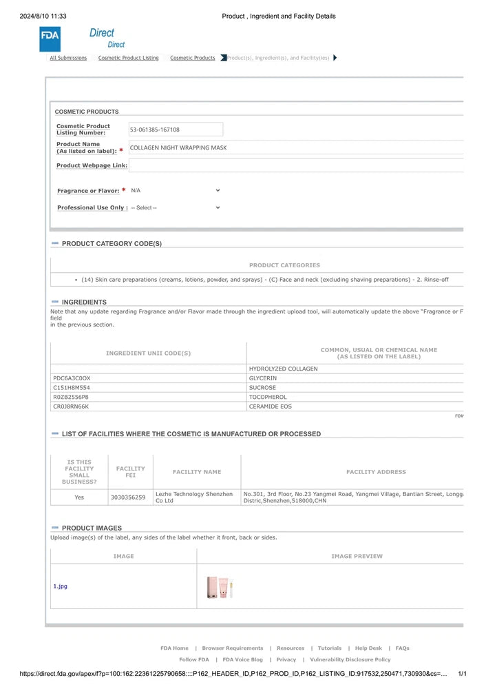 2X Collagen Night Wrapping Mask Overnight Wrapping Peel Off Natural Facial Mask