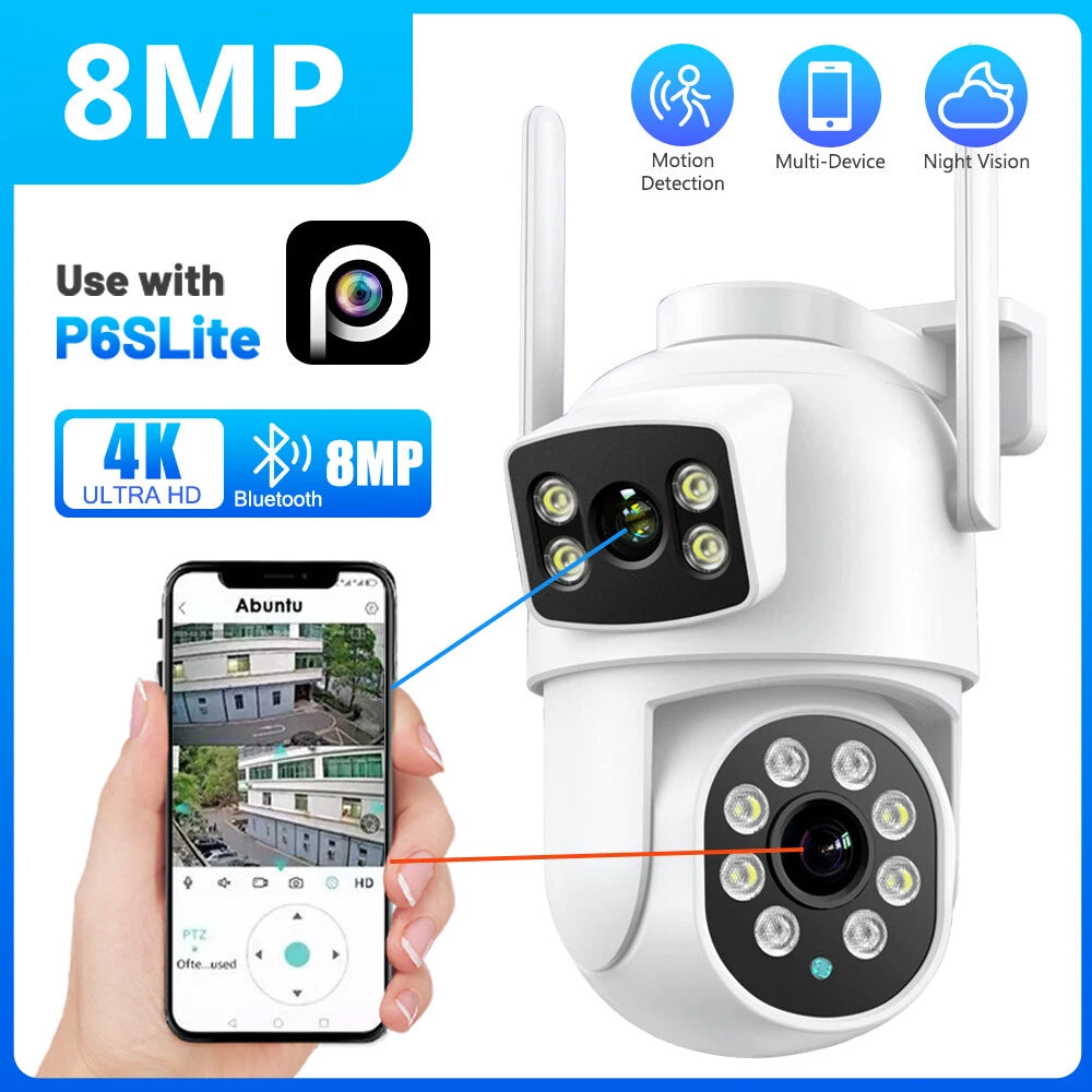 Wireless 4K IP Camera WIFI Outdoor CCTV HD PTZ Smart Home Security IR Cam 8MP