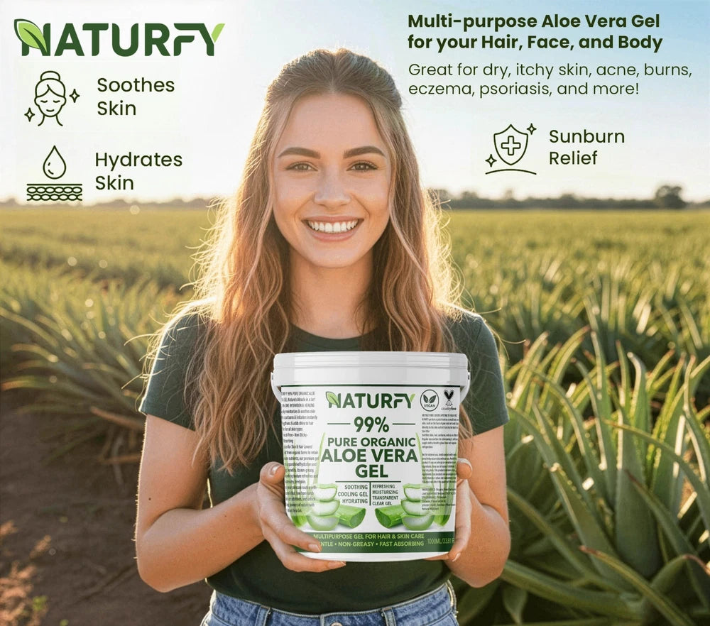 1kg Aloe Vera Gel 99% Naturally Bio-Active Natural Organic Soothing Hair & Skin