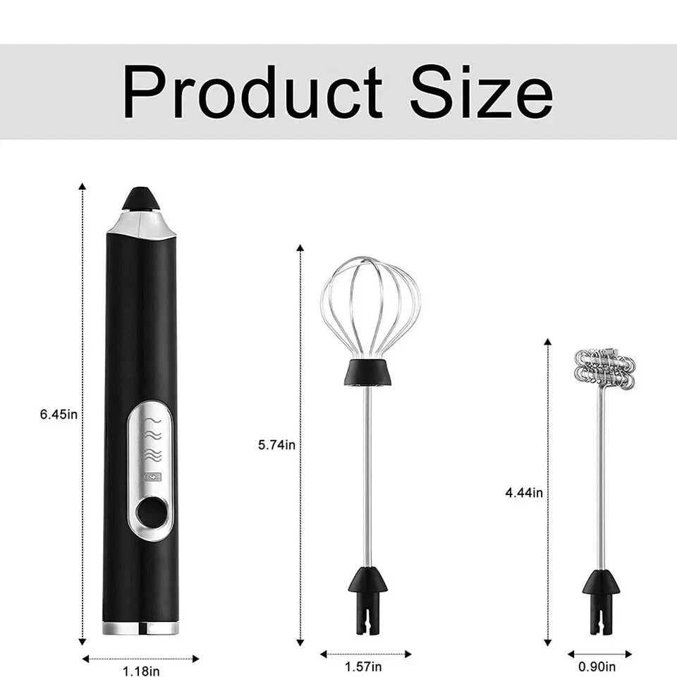 Rechargeable Electric Milk Coffee Frother Whisk Egg Beater Handheld Frappe Mixer
