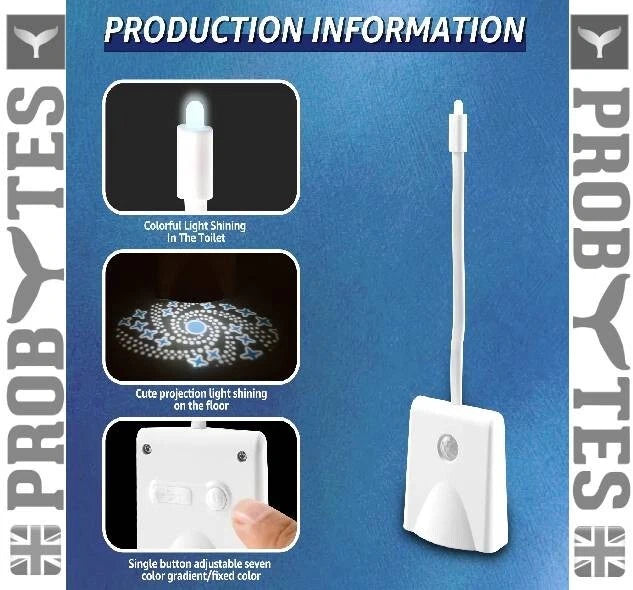 Rechargeable Toilet Bowl Night Light 16 Color LED USB-C PIR Sensor Bathroom Lamp