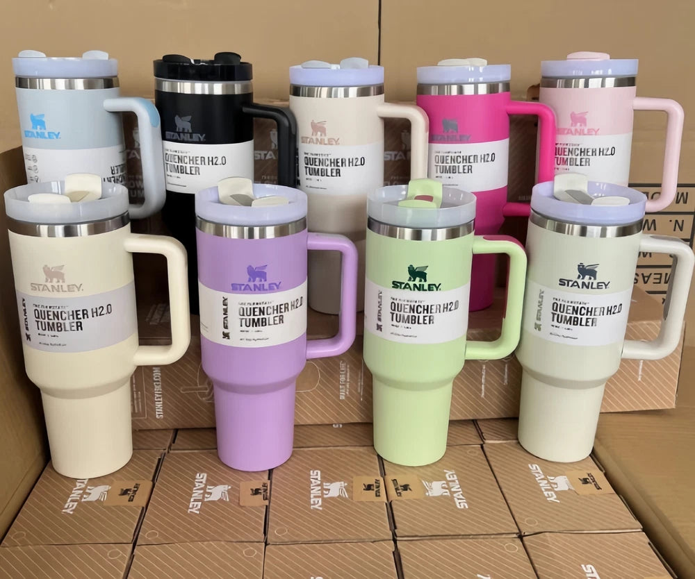 40 OZ Stainless Steel Water Bottle Travel Tumbler Cup With Straw Lid Insulated