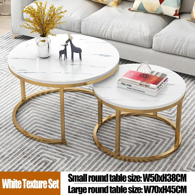 Nesting Coffee Tables Set of 2 Round Stacking Sofa Side Tables Bed/Living Room