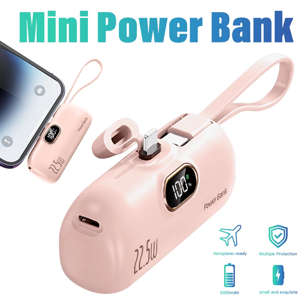 8000mAh Mini Power Bank Portable Fast Charger External Battery For iPhone Type-C