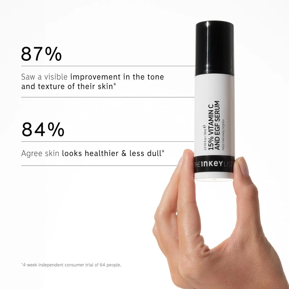The INKEY List 15% Vitamin C and EGF Serum Helps to Intensively Brighten All Ski