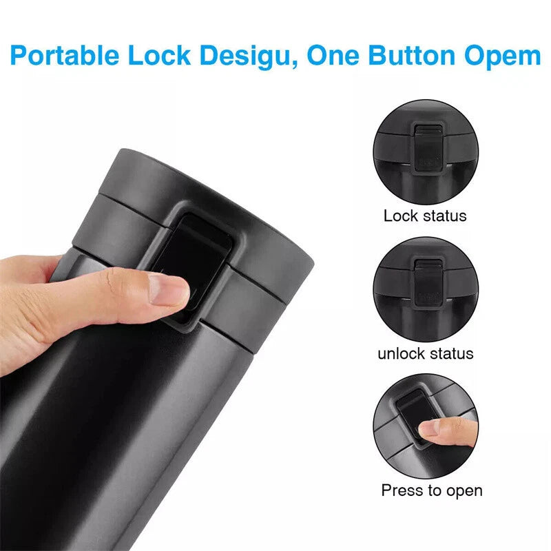 NEW Insulated Travel Coffee Mug Cup Thermal Stainless Steel Flask Vacuum Thermos
