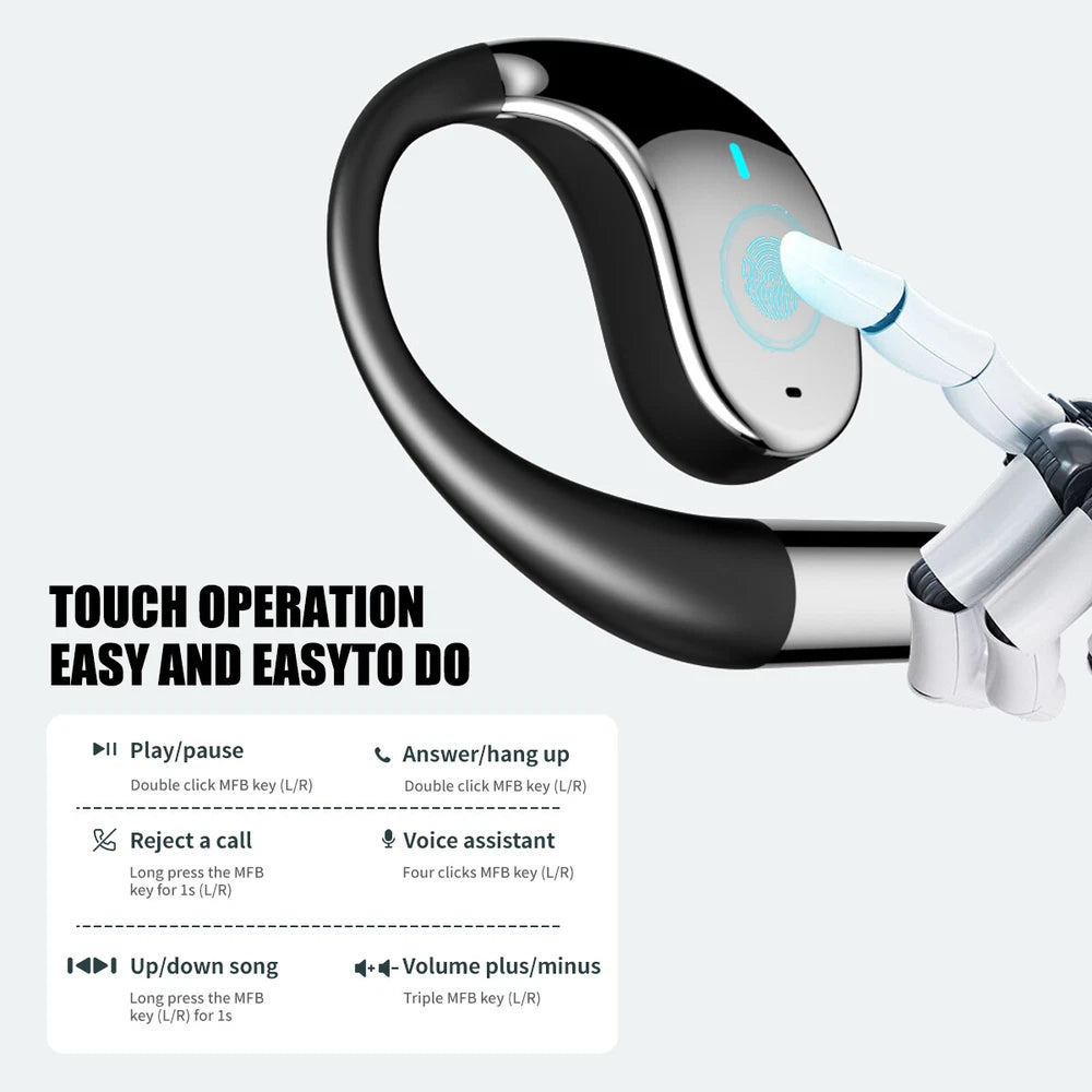 Q39 Wireless Earphones Open Ear Bluetooth 5.4 OWS Headphones Gym Sports Earbuds