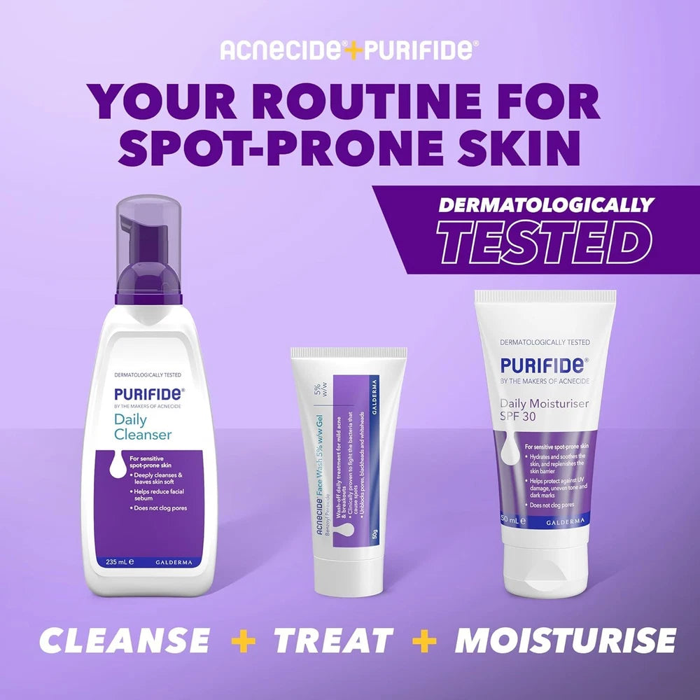 Acnecide Face Wash Gel 5% Benzoyl Peroxide Acne Treatment 50g