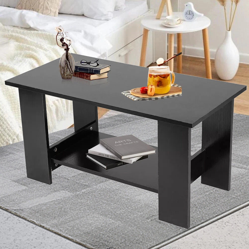 Modern Coffee Table Living Room Tea Side End Desk With Lower Shelf Storage UK