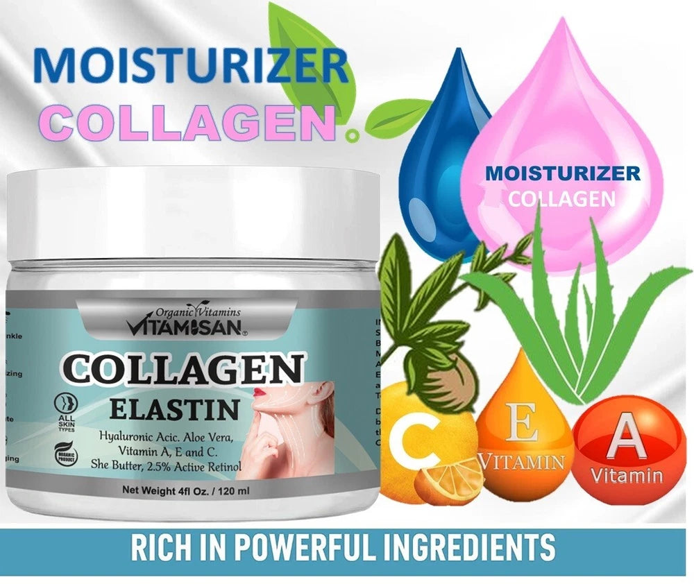 COLLAGEN & ELASTIN SKIN CREAM Firming Face Care Anti Aging Wrinkle Beauty 8 oz.