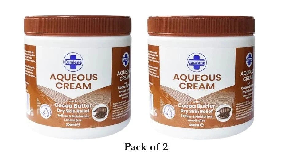 2 X CURALENE AQUEOUS CREAM DRY SKIN RELIEF Cocoa Butter 500ml each