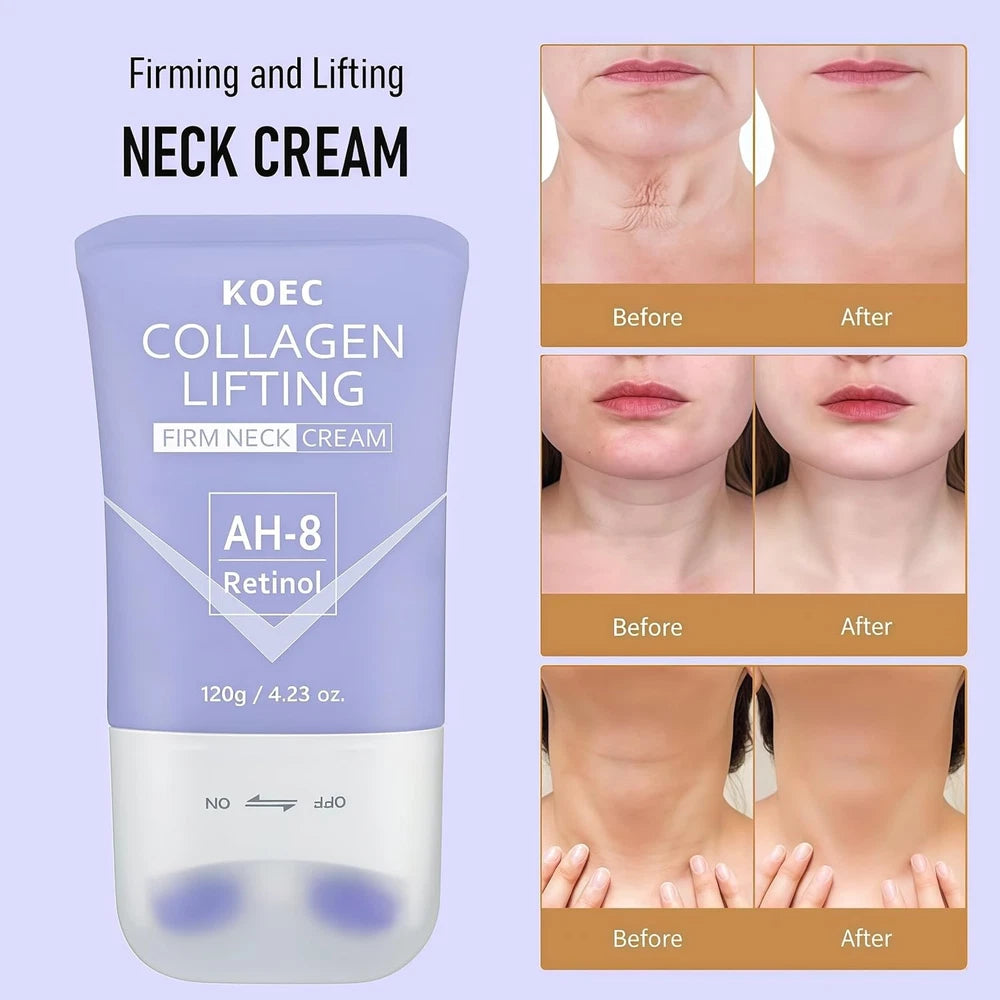 Firming Neck Cream with Roller Massage - Lifting Neck Cream for Crepey Skin