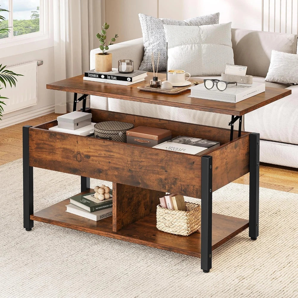 Coffee Table With Storage Lift Top Up Drawer Shelf Wooden Living Room Furniture