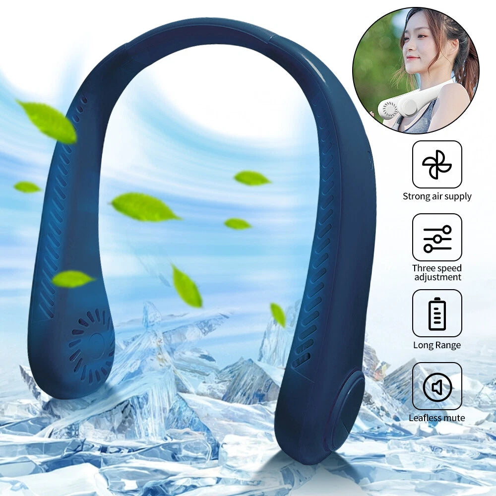 Neck Fan USB Portable Neck Fan Rechargeable Portable Cooler Neckband Bladeless~