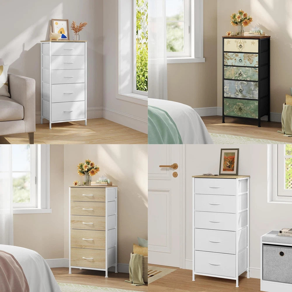 Chest of Drawers Bedroom Furniture Storage Bedside Cabinet 5 Drawers 6 Colours