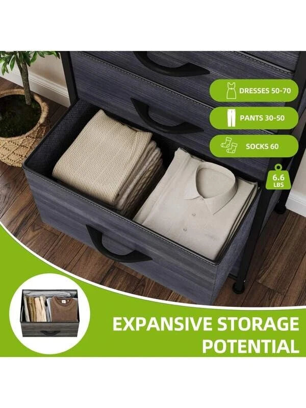 Chest of Drawers Bedroom Furniture Storage Bedside Cabinet 5 Fabric Drawer