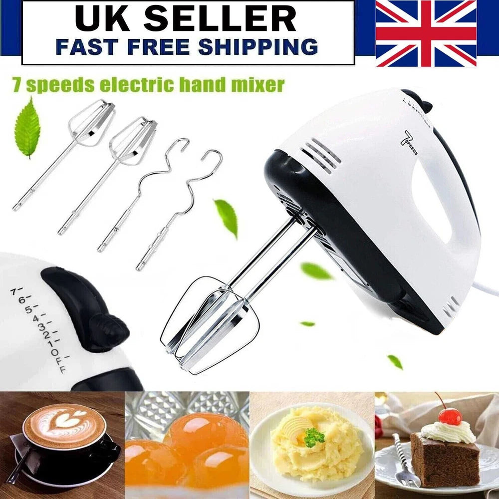 Electric Handheld Whisk 7 Speed Hand Mixer Kitchen Egg Beater Cream Cake blender