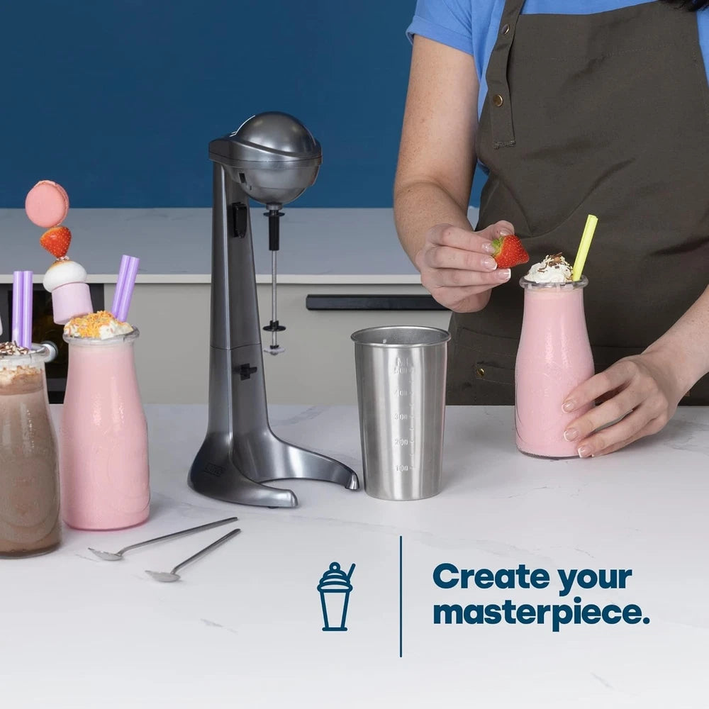 LIVIVO 100W Retro Milkshake Maker 500ml Stand Mixer for Cold Drinks Silver