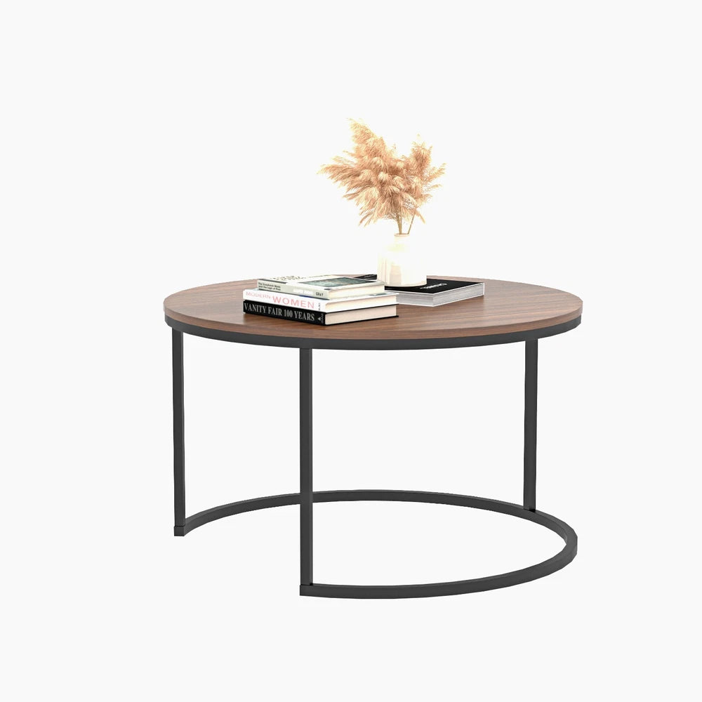 Nesting Coffee Tables Set of 2, Round Stacking Sofa Side Tables for Living Room
