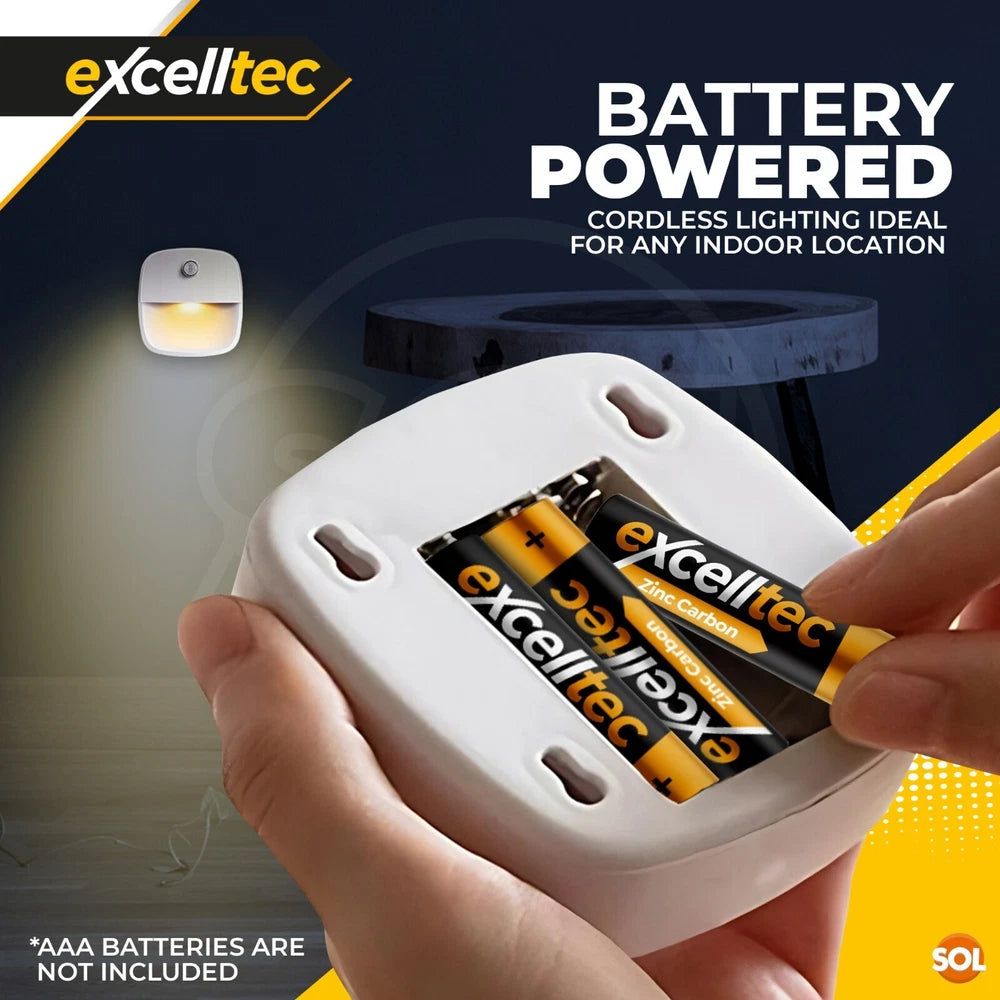 4-12pk LED PIR Motion Sensor Night Light Lamp Wireless Battery Stair Cabinet