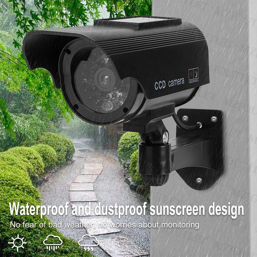 1/2 Dummy Security Camera Solar Powered CCTV Surveillance Bullet Cam Fake IR LED