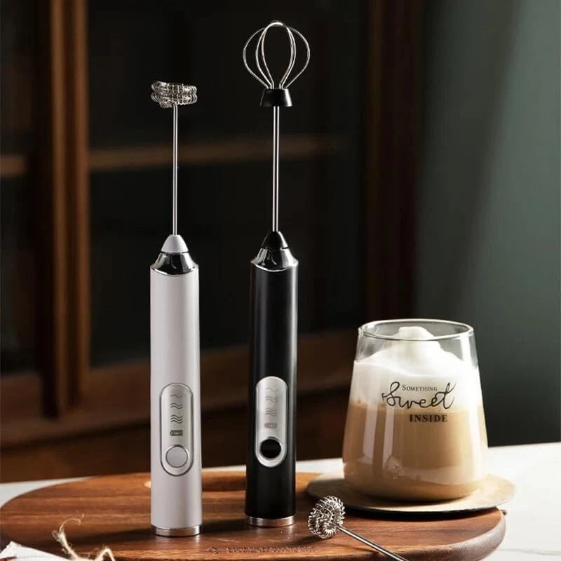 USB Rechargeable Milk Coffee Frother Whisk Egg Beater Handheld Frappe Mixer New