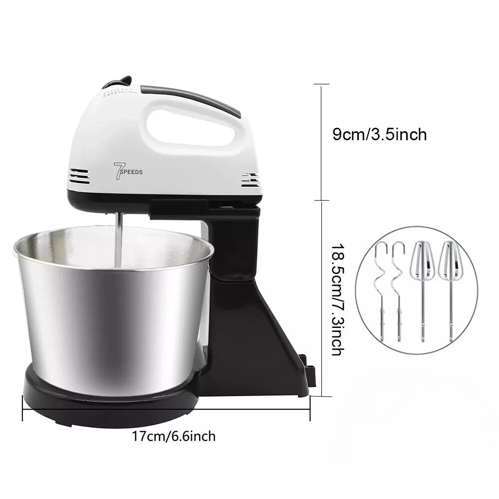 7 Speed + Cake Electric Stand Mixer Food Multi Mixing Bowl Blender Beater Dough