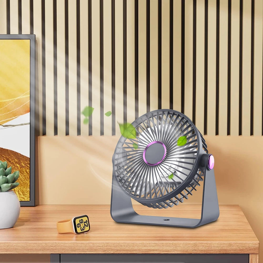 UK 5.9Inch Mini USB Rechargeable Desk Fan Portable Small Quiet Table Cooling Fan