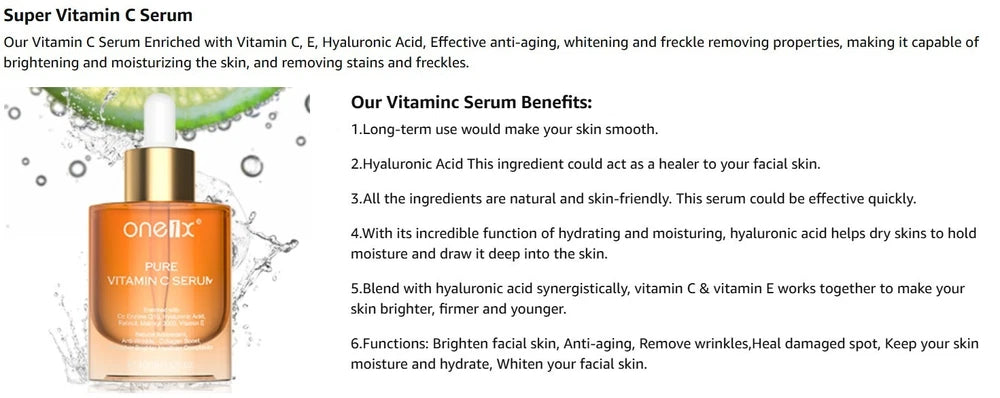 ADVANCED VITAMIN C SERUM Powerful Anti-Aging collagen-Boost Face Serum Day 60ml